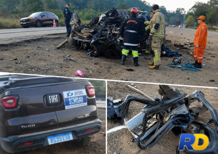 Tragédia na BR-364: quatro pessoas morrem em colisão entre veículo da Saúde e carreta