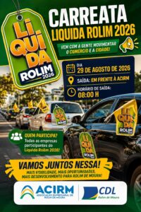 Comércio de Rolim de Moura se prepara para grande carreata do Liquida Rolim 2026