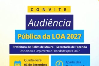 Prefeitura convoca população para audiência sobre orçamento de 2027 em Rolim de Moura