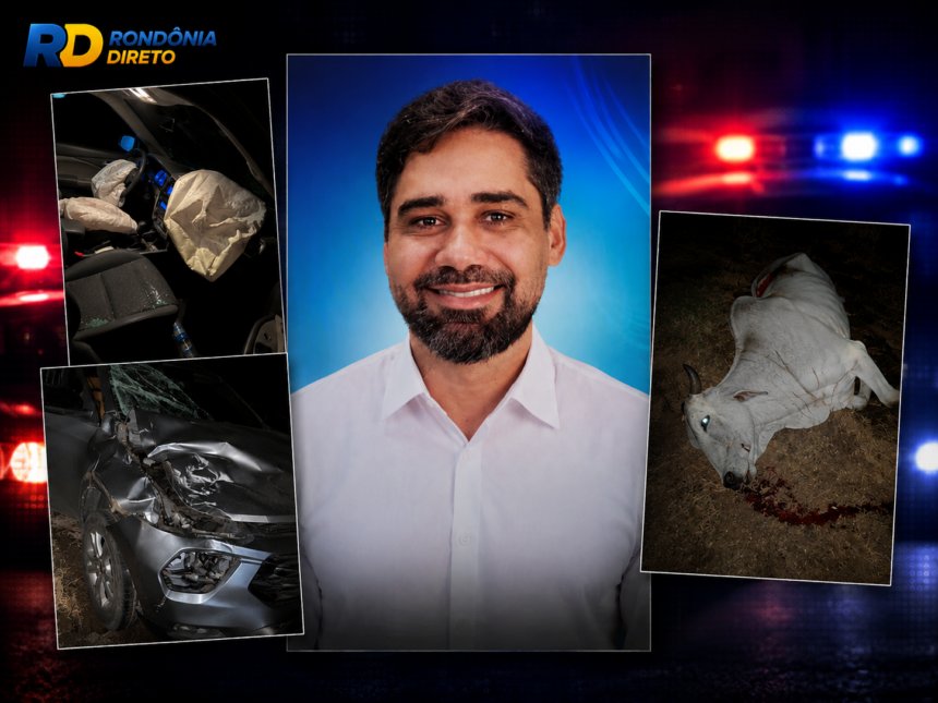 Candidato a deputado estadual Ninho Testoni sofre acidente após carro atingir vaca no no distrito de Nova Dimensão
