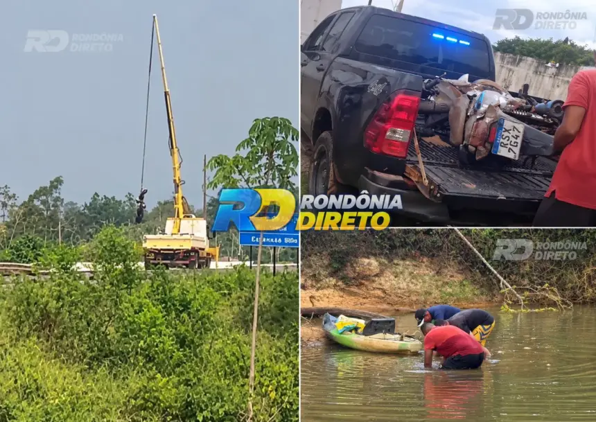 Polícia Civil recupera Honda Biz roubada que estava submersa no Rio Muqui, em Alvorada D’Oeste