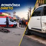 Motociclista fica ferido após colisão com caminhonete em cruzamento de Ji-Paraná