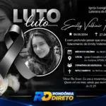Velório de Emilly Valkinir Rufino será na Igreja Luterana em Rolim de Moura; jovem morreu após acidente