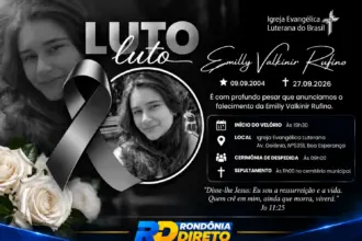 Velório de Emilly Valkinir Rufino será na Igreja Luterana em Rolim de Moura; jovem morreu após acidente