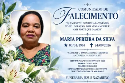 Nota de pesar pelo falecimento da rolimourense Maria Pereira da Silva
