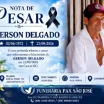 Nota de pesar pelo falecimento de Gerson Delgado; velório ocorre em Jardinópolis