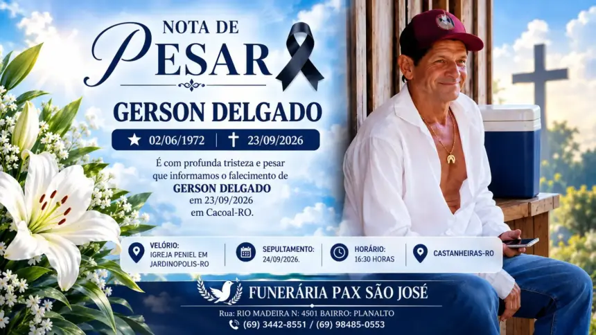 Nota de pesar pelo falecimento de Gerson Delgado; velório ocorre em Jardinópolis