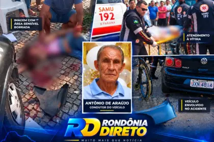 Idoso morre após grave acidente entre carros em Ji-Paraná; filha segue em estado grave