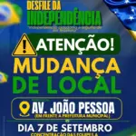 Atenção: desfile de 7 de Setembro muda de local e será realizado na Avenida João Pessoa