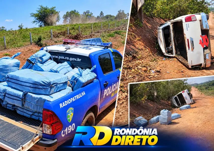 Urgente - Caminhonete capota durante fuga e PM apreende grande quantidade de drogas na região da Capa-Zero em Castanheiras