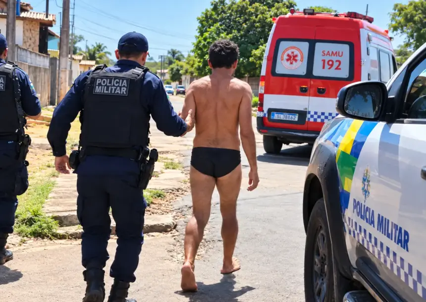 Homem tira a roupa e caminha de cueca pelas ruas do bairro União II em Ji-Paraná