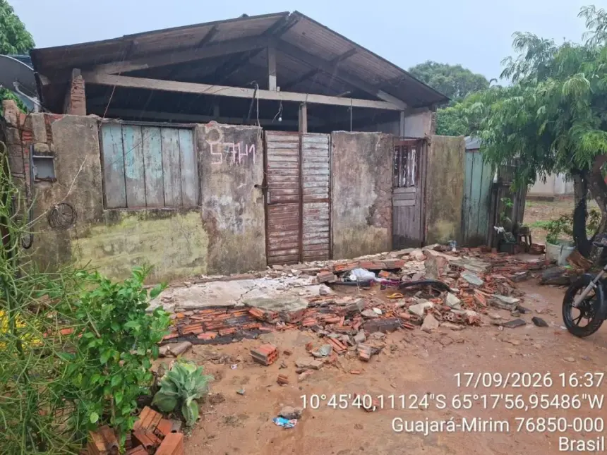 Mulher de 53 anos morre após ser atingida por parede durante vendaval em Guajará-Mirim