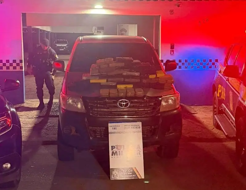 Polícia apreende 43 quilos de drogas que teriam saído de Rondônia em caminhonete com placas adulteradas em Mato Grosso