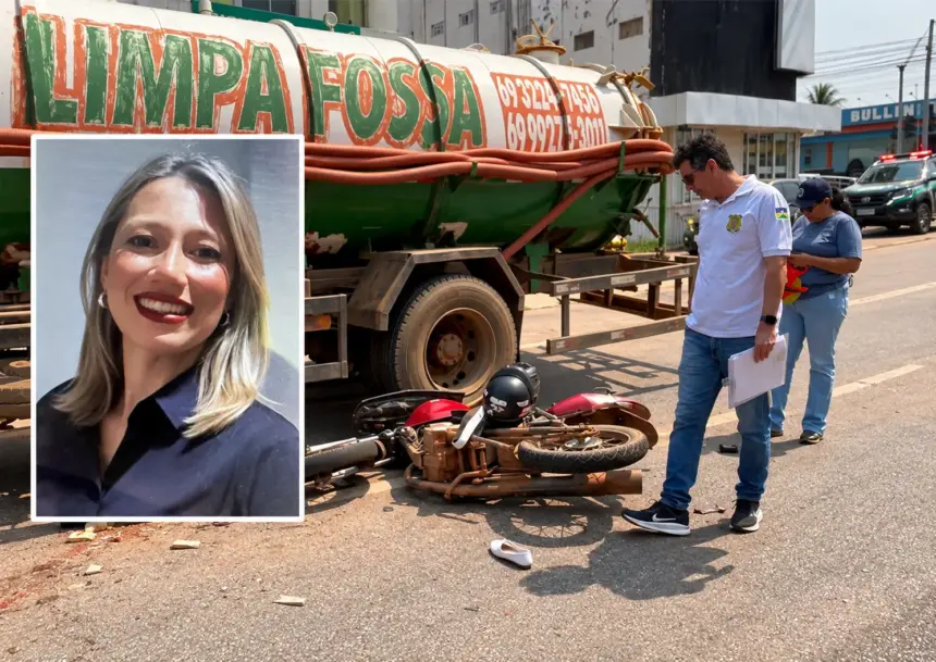 Mulher de 29 anos morre atropelada por caminhão limpa-fossa após acidente de moto em Porto Velho