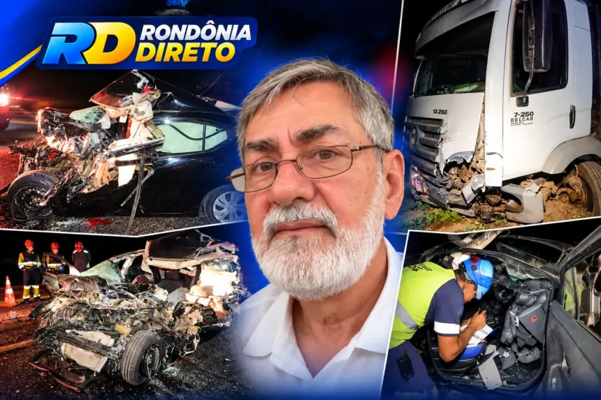 Homem de 60 anos morre preso às ferragens após violenta colisão entre carro e caminhão na BR-364, em Vilhena