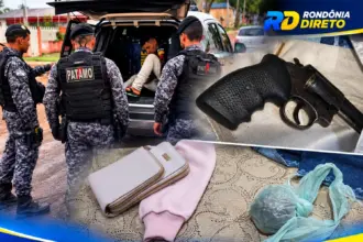 Casal é preso durante operação das polícias Civil e Militar em Rolim de Moura; arma e drogas são apreendidas