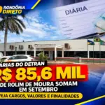 Diárias do Detran de Rolim de Moura somam R$ 85,6 mil em setembro; veja cargos, valores e finalidades