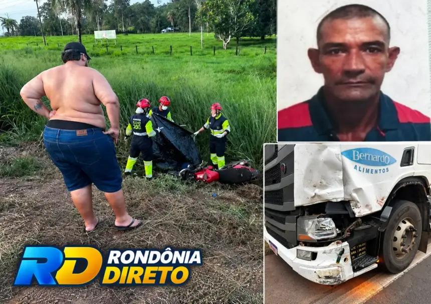 Motociclista morre após colisão frontal com caminhão bitrem na BR-364, em Jaru