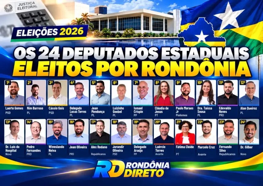 Rondônia elege 24 deputados estaduais; Laerte Gomes é o mais votado e PL terá maior bancada