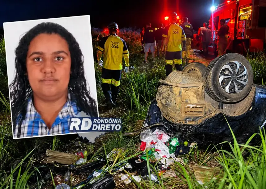 Mulher de 29 anos morre e outras três pessoas ficam feridas após carro capotar na BR-364, entre Jaru e Ouro Preto do Oeste