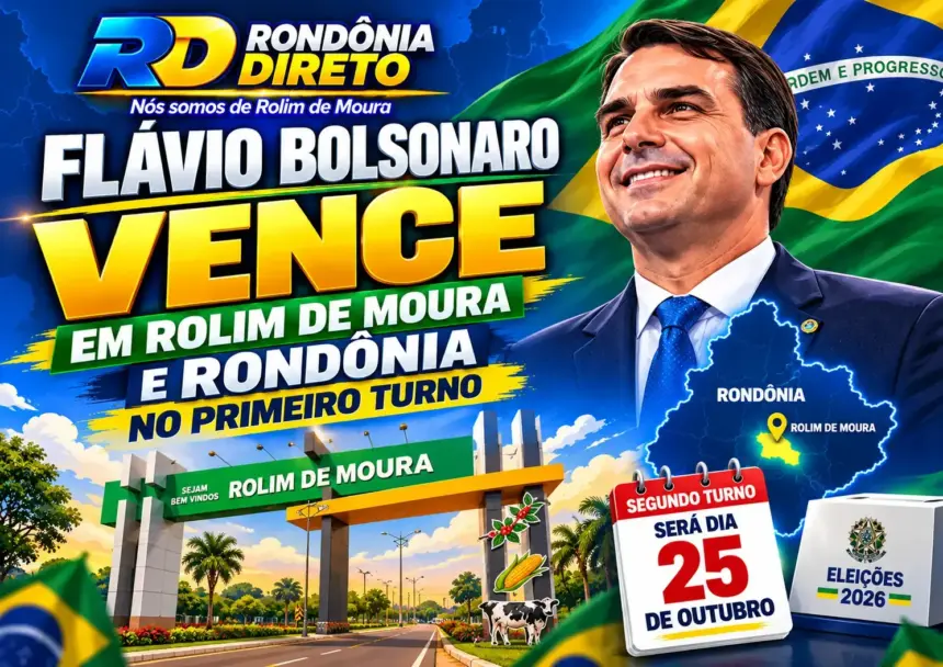 Flávio Bolsonaro vence em Rolim de Moura e Rondônia no primeiro turno; segundo turno será dia 25 de outubro