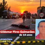 Idoso de 64 anos morre em acidente entre carreta e motocicleta na BR-364 em Cacoal