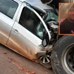 Motorista morre após carro colidir com caminhão e ficar preso sob veículo na BR-364